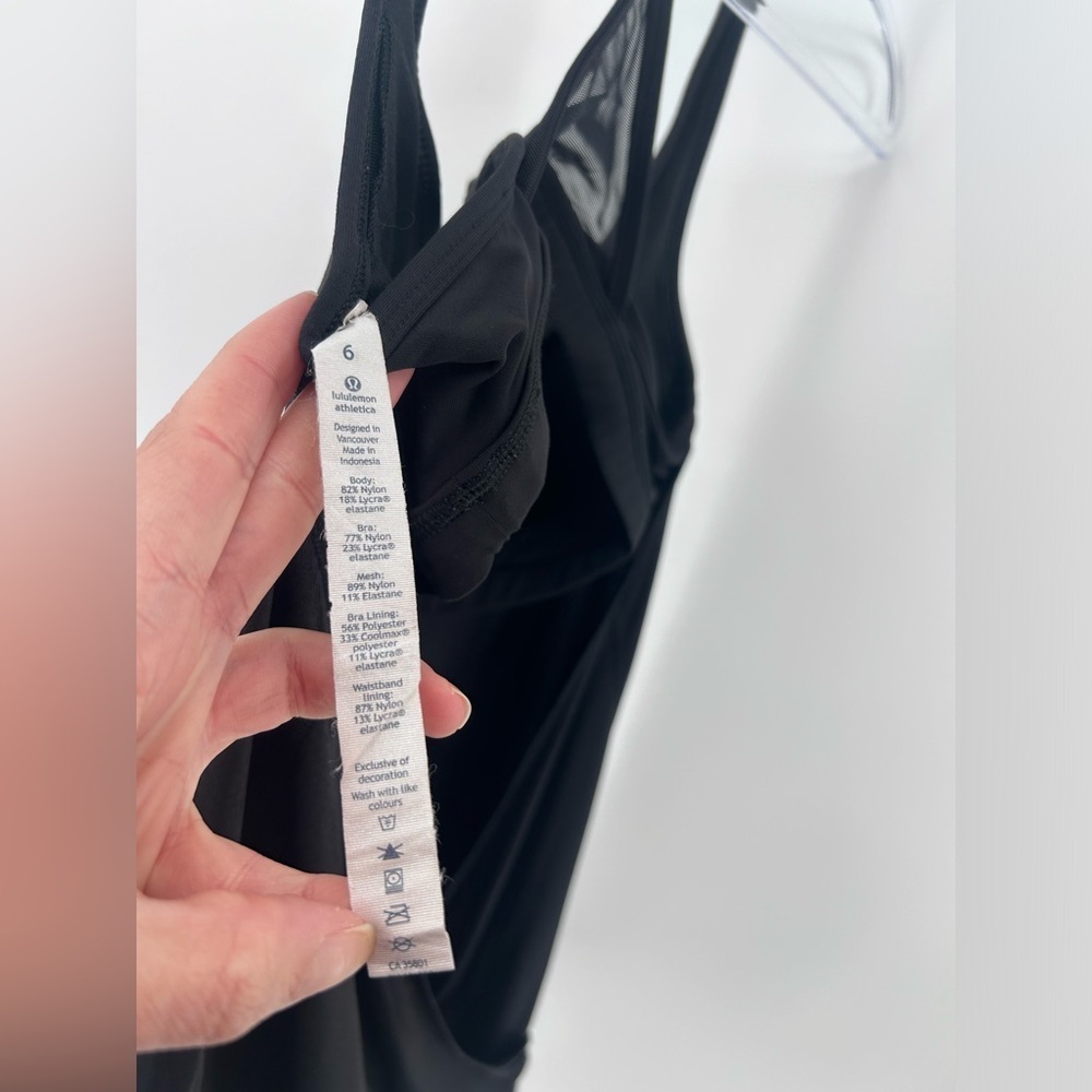 Lululemon Black Open Back Tank Top with Attached Sports Bra Size 6 - Picture 6 of 7